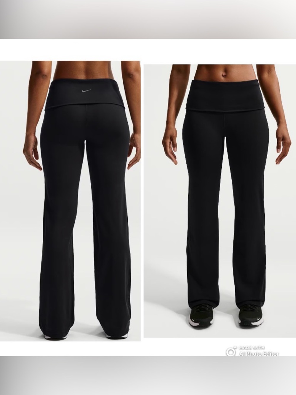 Nike One Dri-Fit High-Waisted Fold-Over Training Pants Black Women's Small Soft